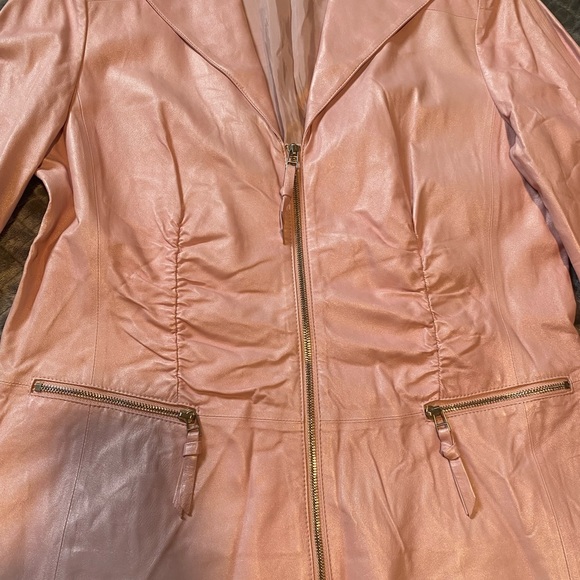Pink silk leather jacket Size 16 - Picture 2 of 5